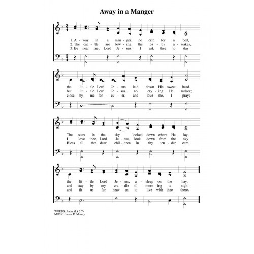 Away in a Manger Methodist hymnalPDF Song Sheet